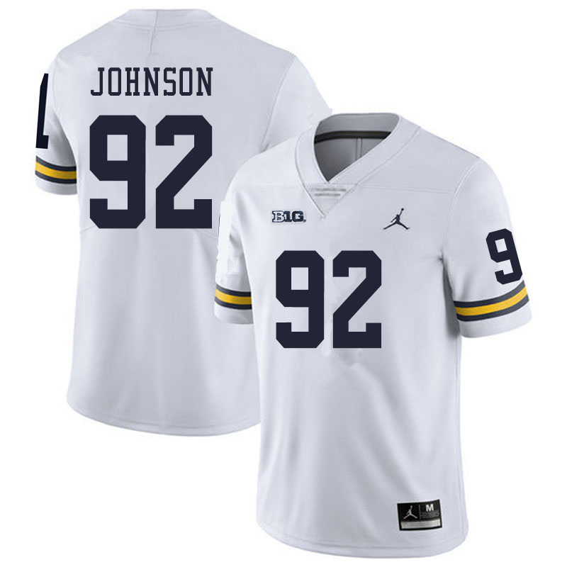 Men #92 Ron Johnson Michigan Wolverines College Football Jerseys Sale-White